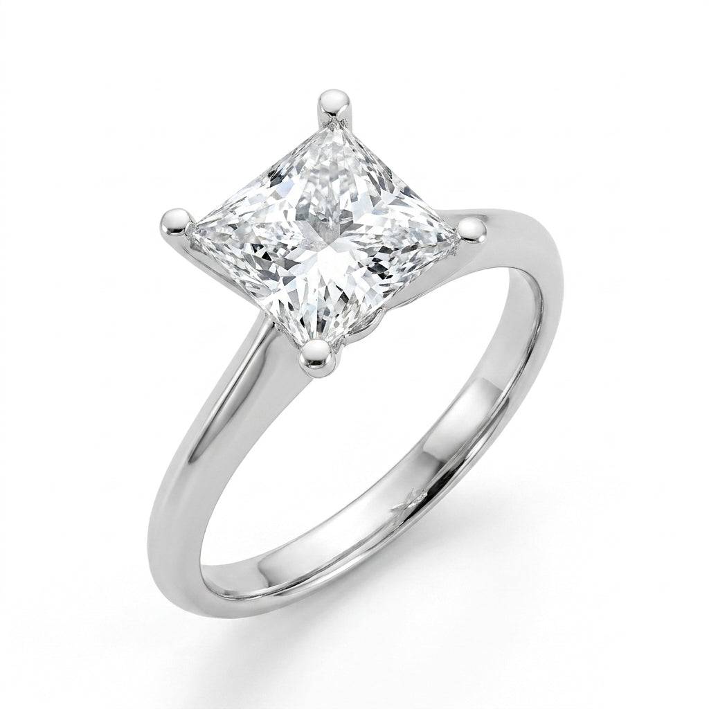 2 Carat Princess Lab Grown Diamond Engagement Ring | 14K White Gold