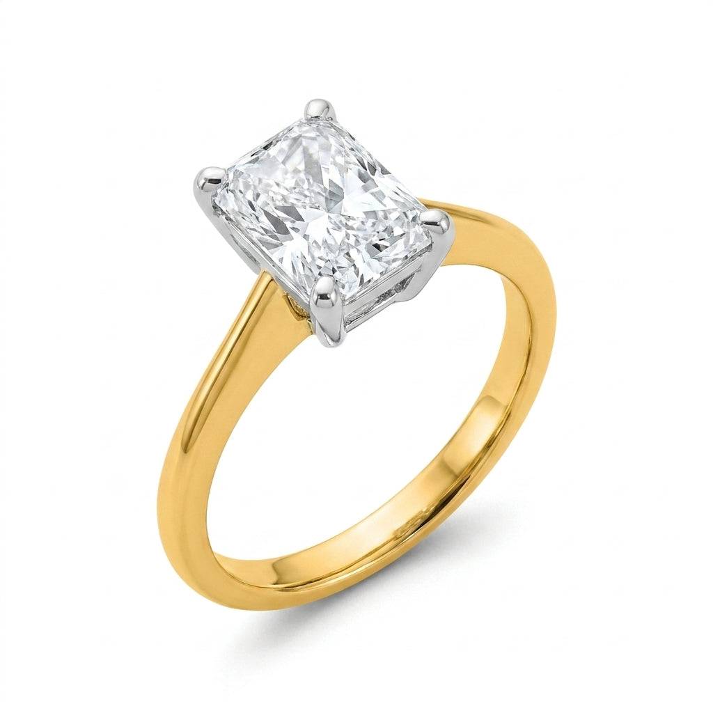 2 Carat Radiant Lab Grown Diamond Engagement Ring | 14K Two-Tone Gold
