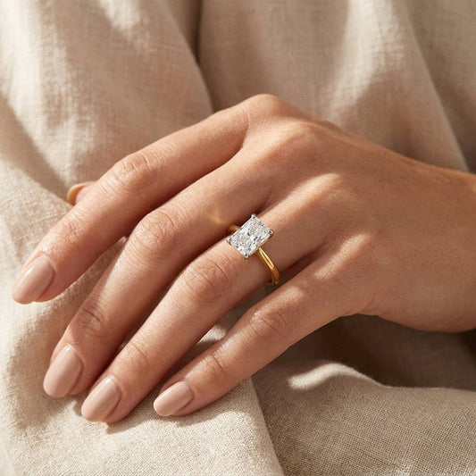 2 Carat Radiant Lab Grown Diamond Engagement Ring | 14K Two-Tone Gold