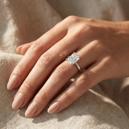2 Carat Radiant Lab Grown Diamond Engagement Ring | 14K White Gold