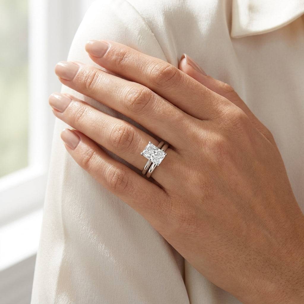 2 Carat Radiant Lab Grown Diamond Engagement Ring | 14K White Gold
