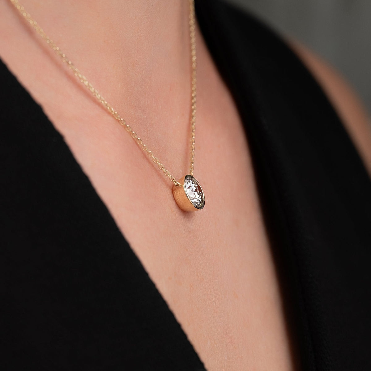 2 Carat Round Diamond Classic Bezel Pendant Necklace