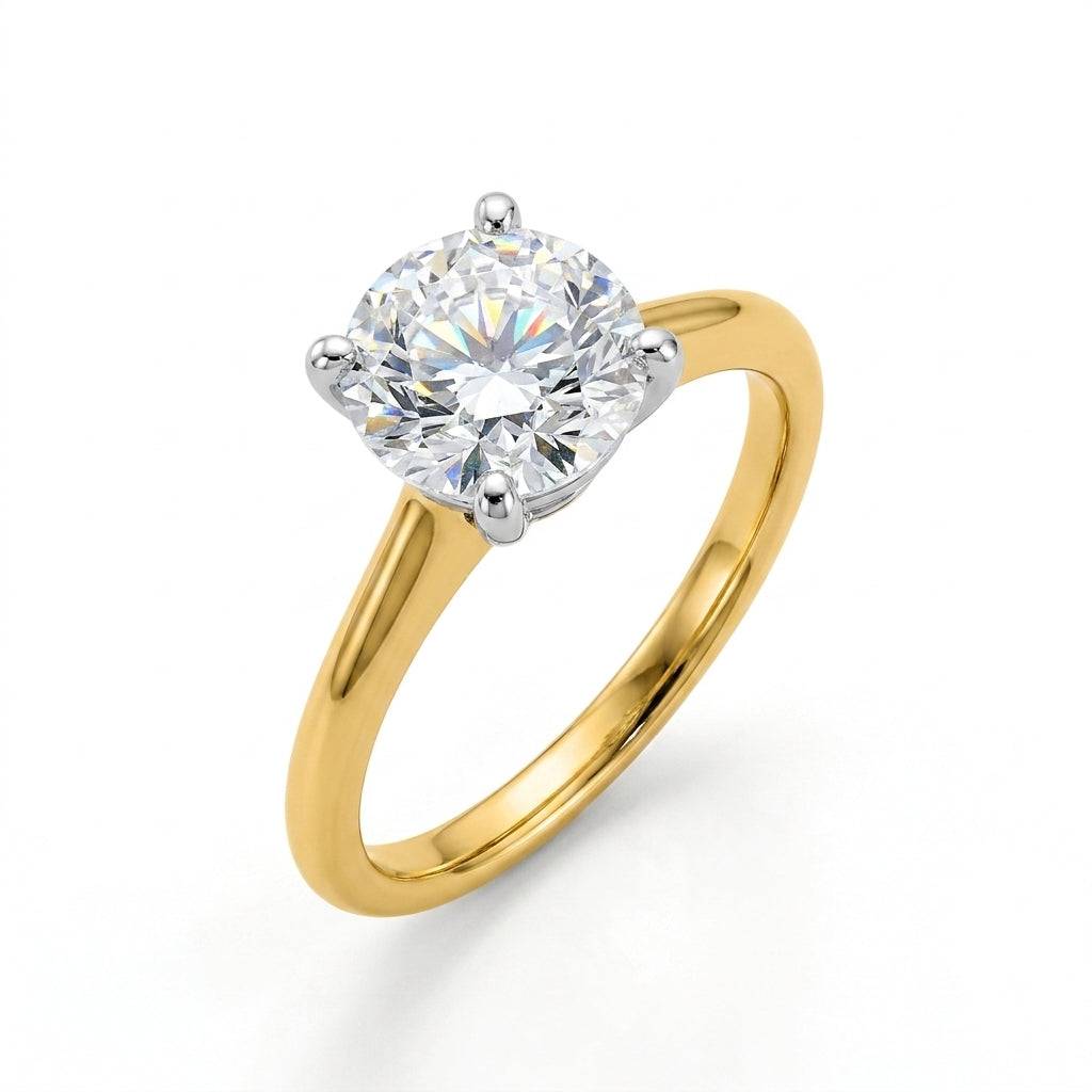 2 Carat Round Lab Grown Diamond Engagement Ring | 14K Two-Tone Gold
