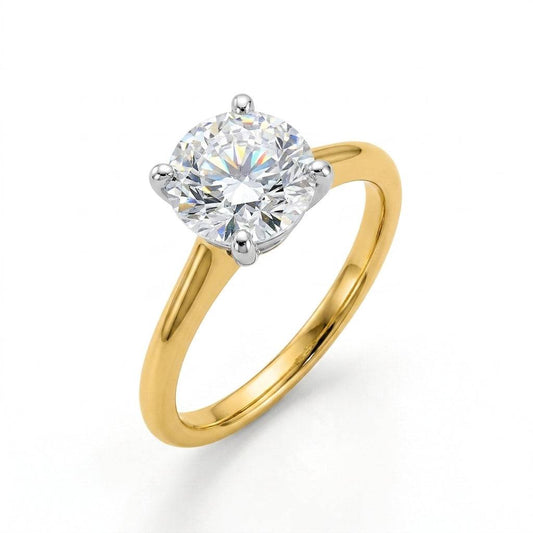 2 Carat Round Lab Grown Diamond Engagement Ring | 14K Two-Tone Gold