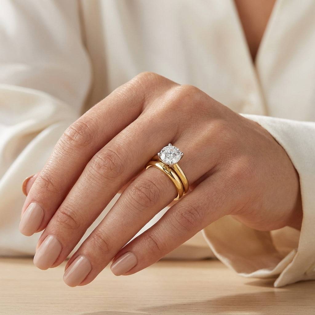 2 Carat Round Lab Grown Diamond Engagement Ring | 14K Two-Tone Gold