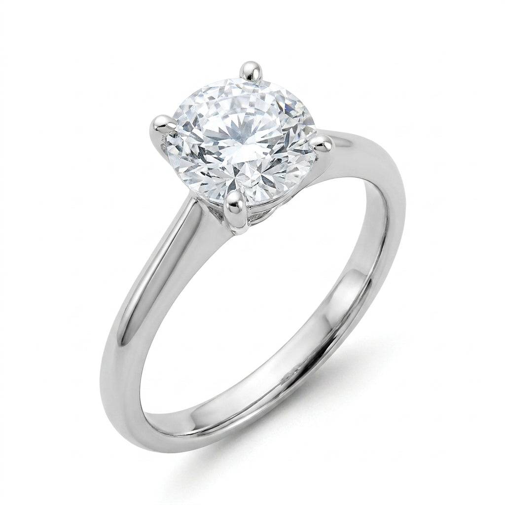 2 Carat Round Lab Grown Diamond Engagement Ring | 14K White Gold