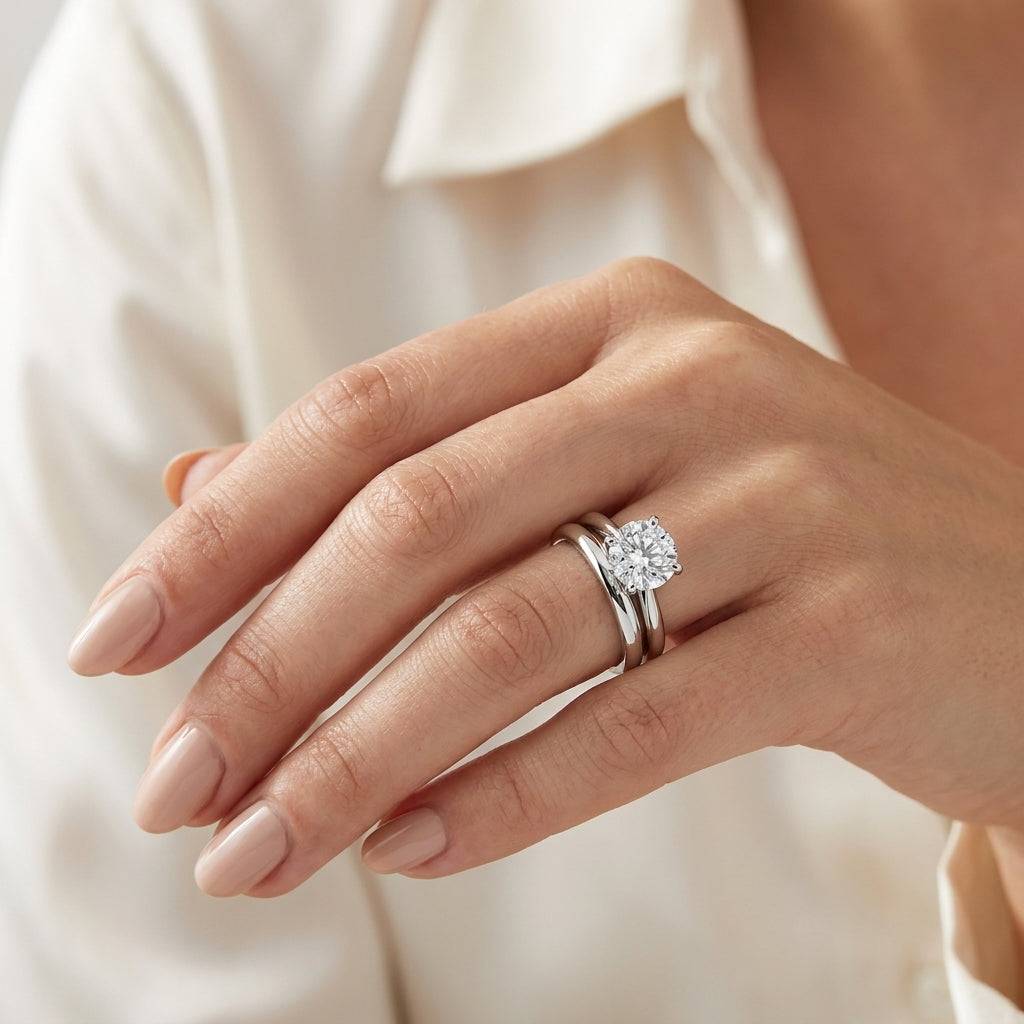 2 Carat Round Lab Grown Diamond Engagement Ring | 14K White Gold