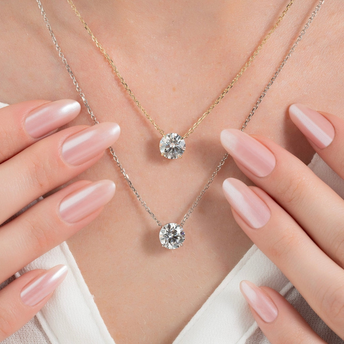 2 Carat Round Solitaire Diamond Pendant Necklace for Women