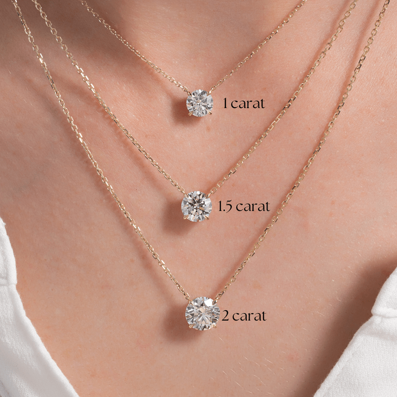 2 Carat Round Solitaire Diamond Pendant Necklace for Women