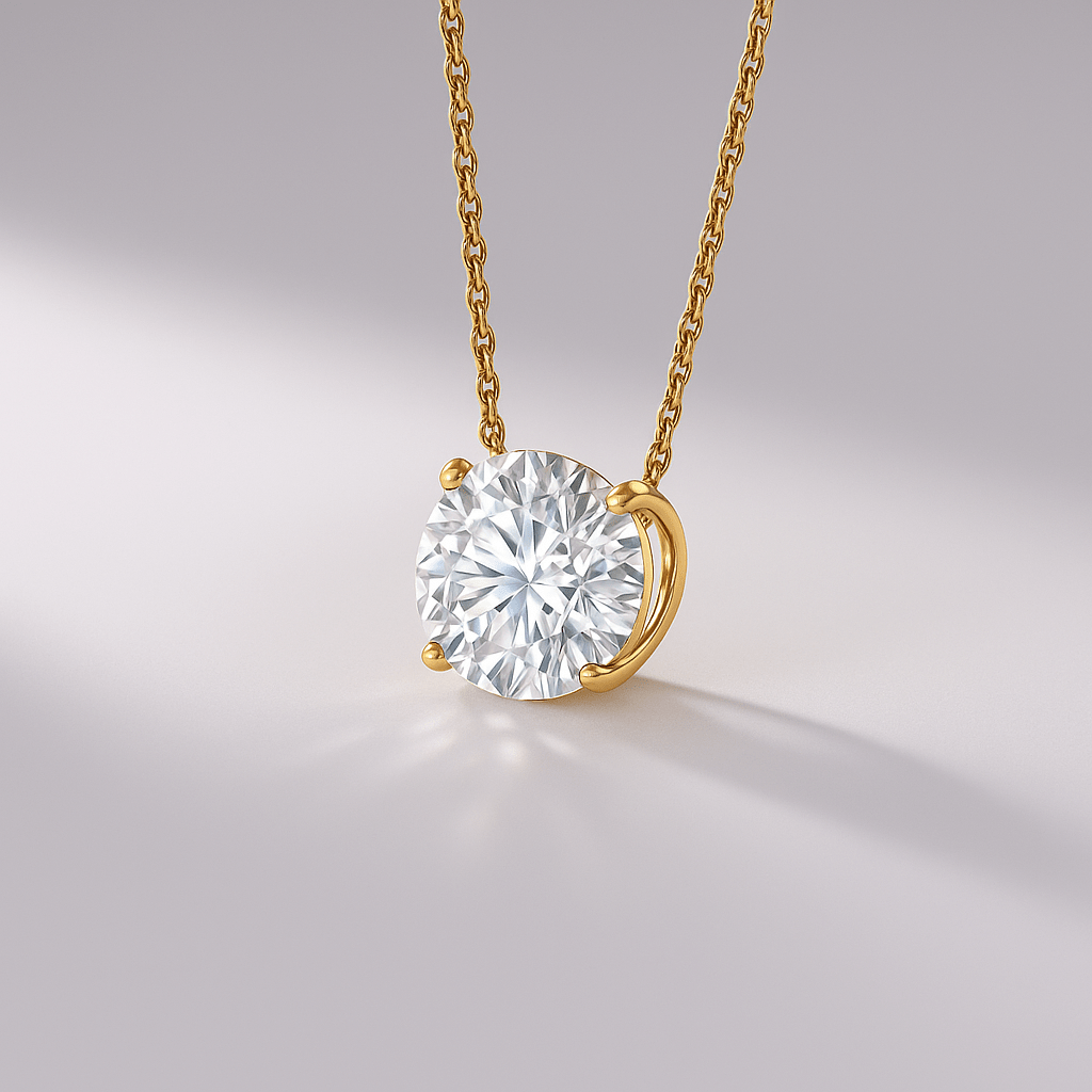 1.50 Carat Round Classic Diamond Pendant Necklace for Women