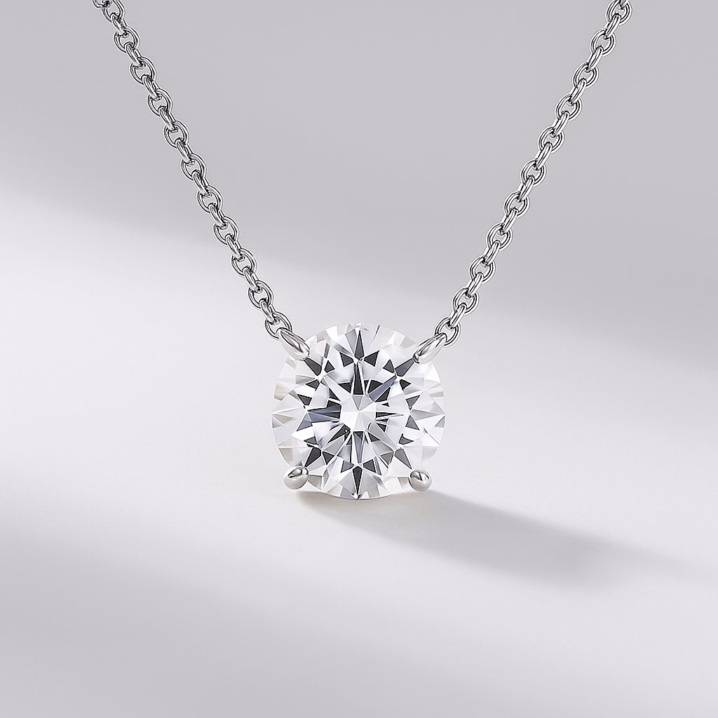 2 Carat Round Solitaire Diamond Pendant Necklace for Women