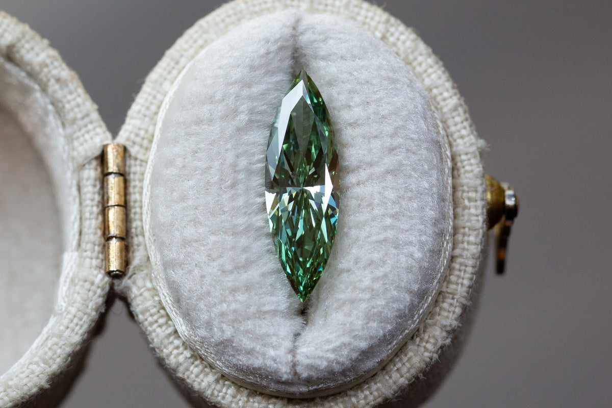 2.04ct Fancy Vivid Green Marquise Lab Diamond, VVS2
