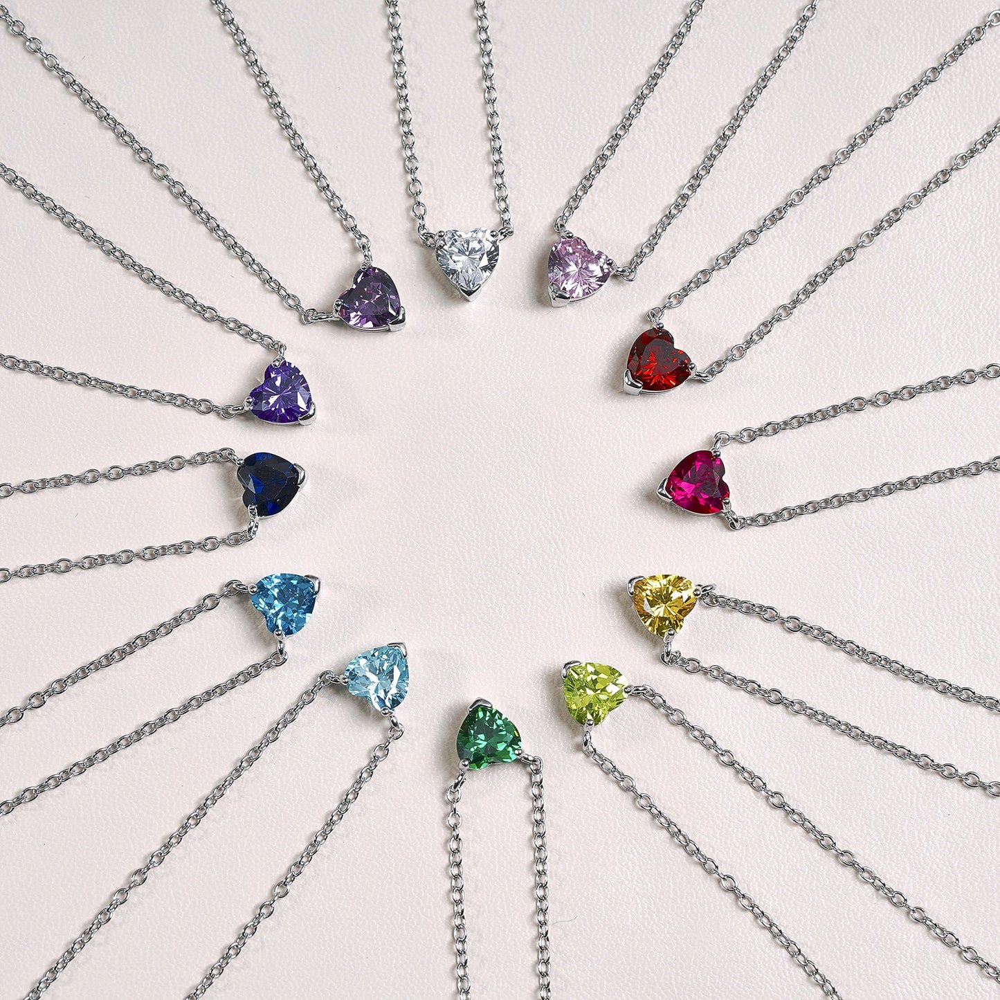 Gorgeous 2 Carat Heart Cut Birthstone Pendant Necklaces