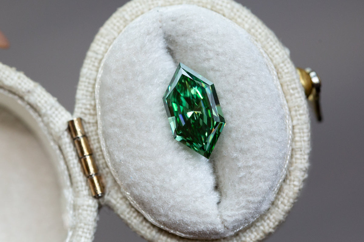 2.16ct Fancy Vivid Green Elongated Hexagon Lab Diamond, VVS2