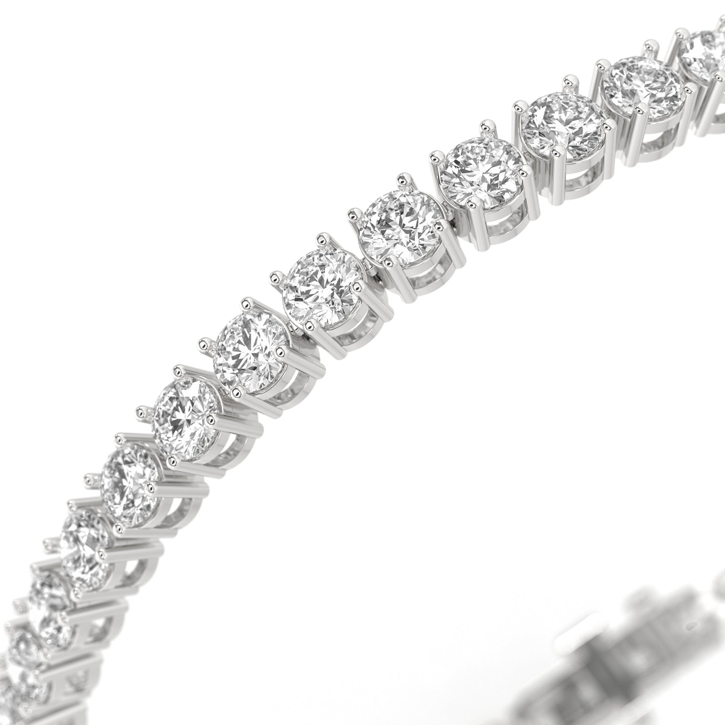 10 Carat Round Lab Diamond Tennis Bracelet in 14K White Gold