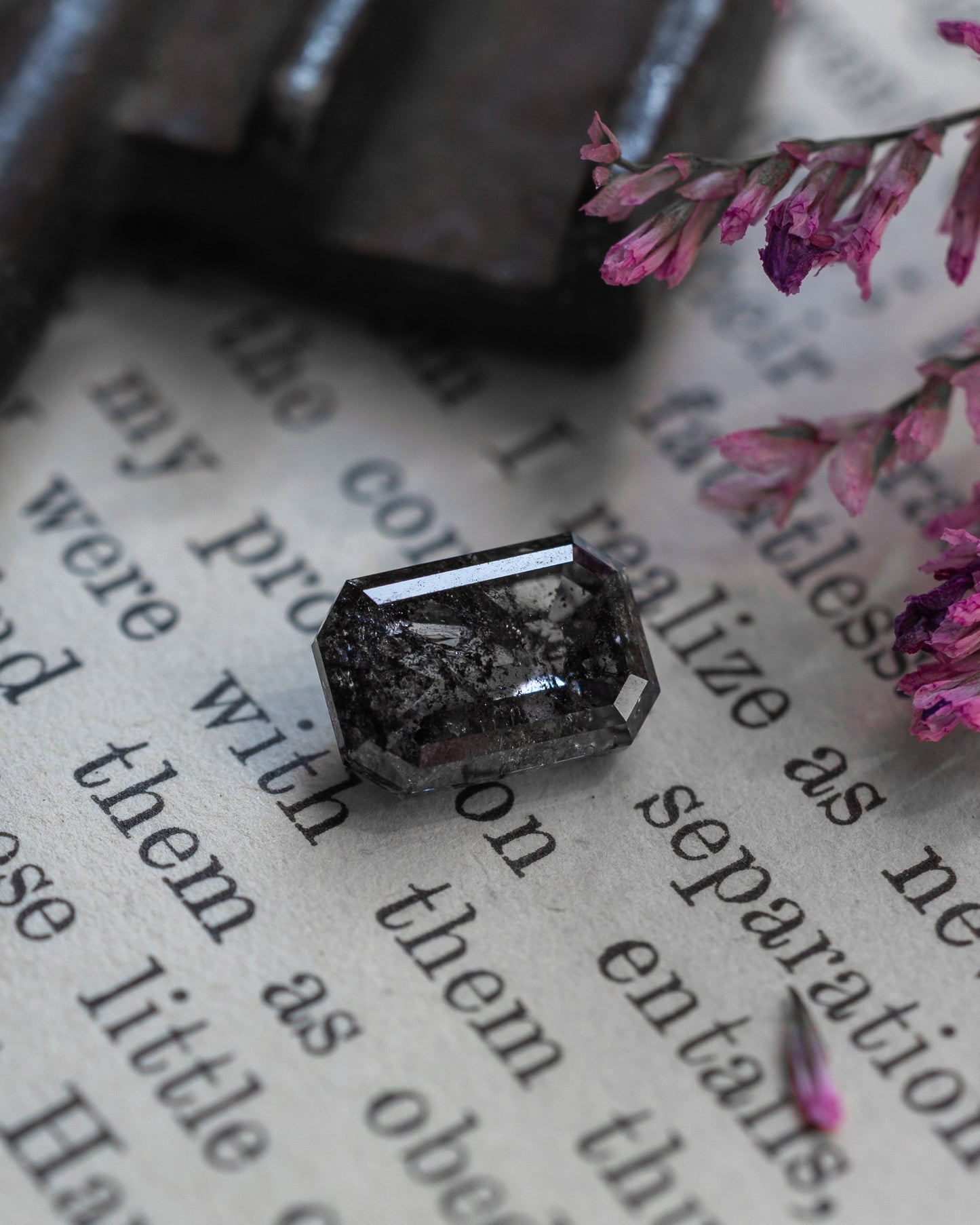 2.47ct 8.89x6.06x4.03mm Emerald Cut Salt & Pepper Diamond