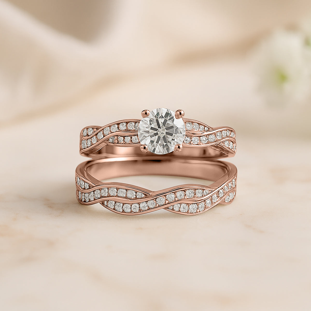 1 Carat Round Lab Diamond Infinity Bridal Set