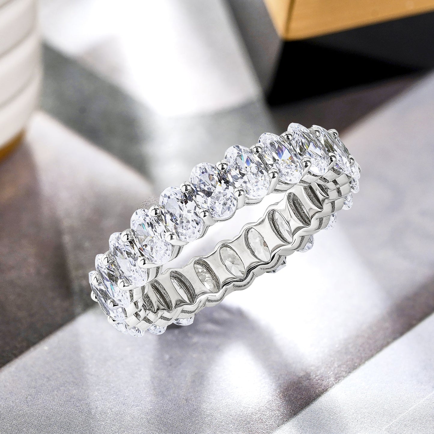 Moissanite Eternity Classic Prong Style Wedding Ring