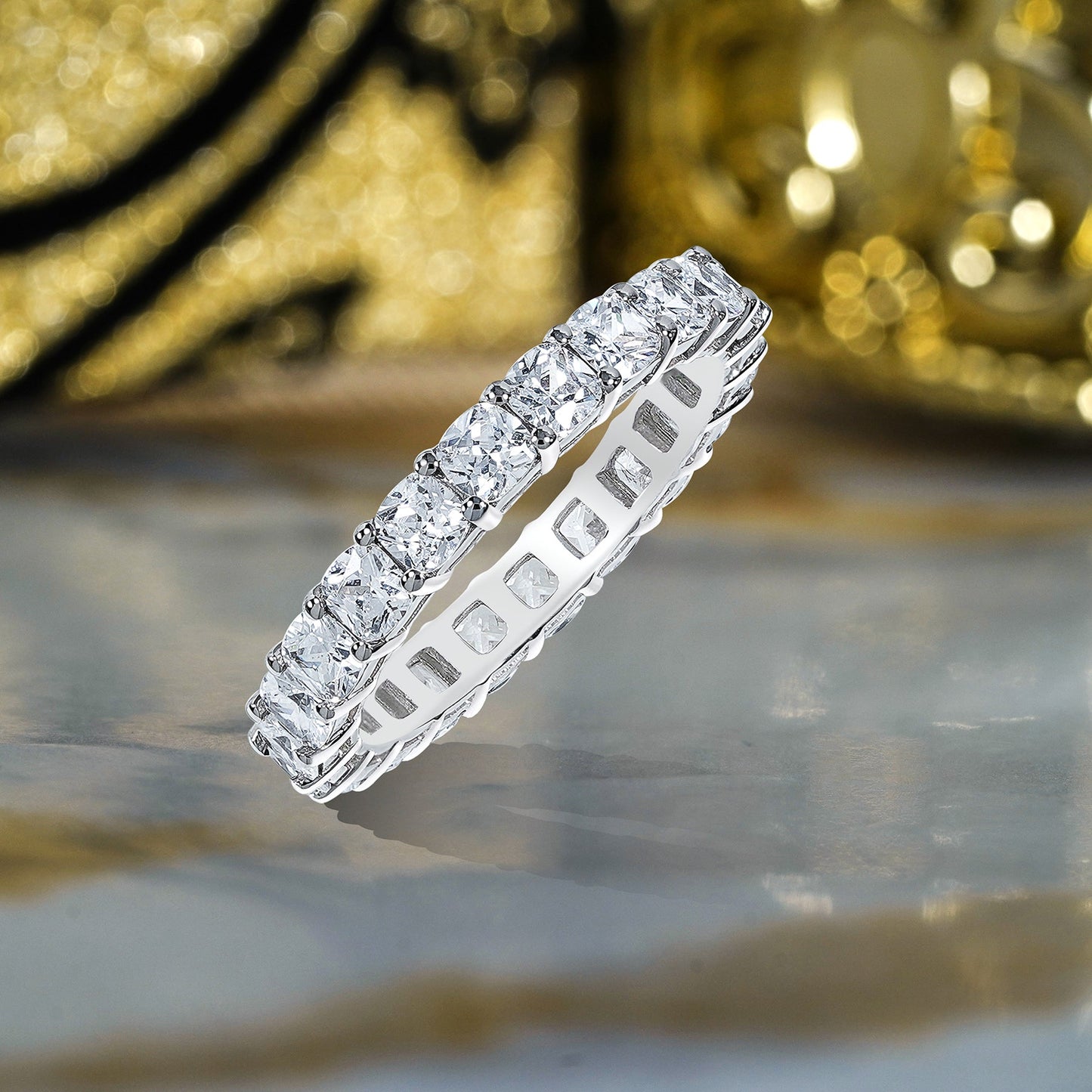 Moissanite Eternity Classic Prong Style Wedding Ring