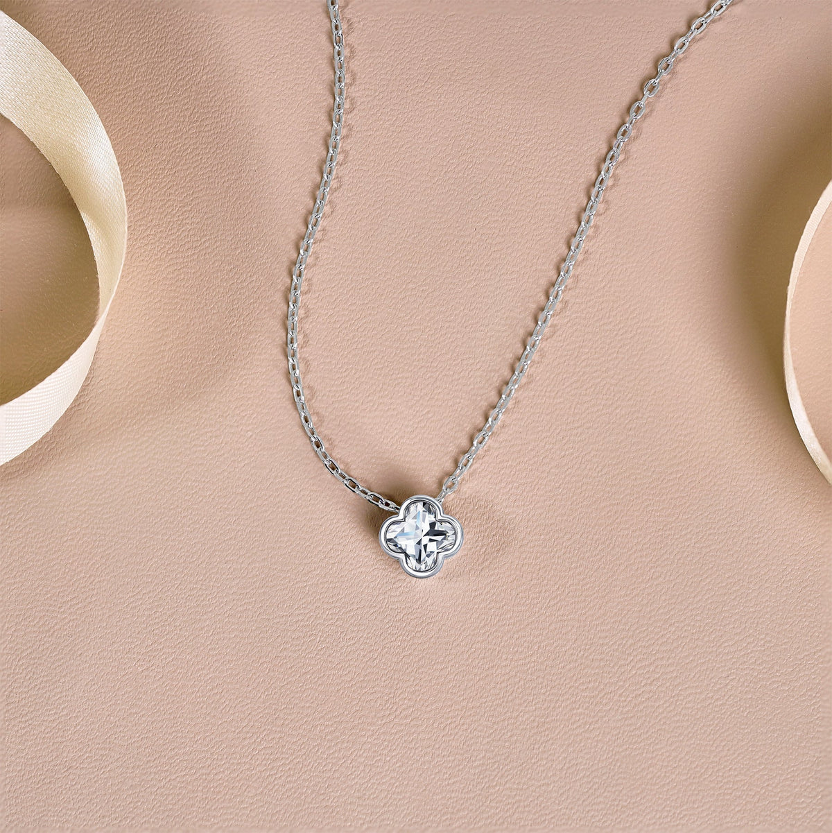 2.7 Carat Flower Cut Moissanite - Danity Clover Design Necklace