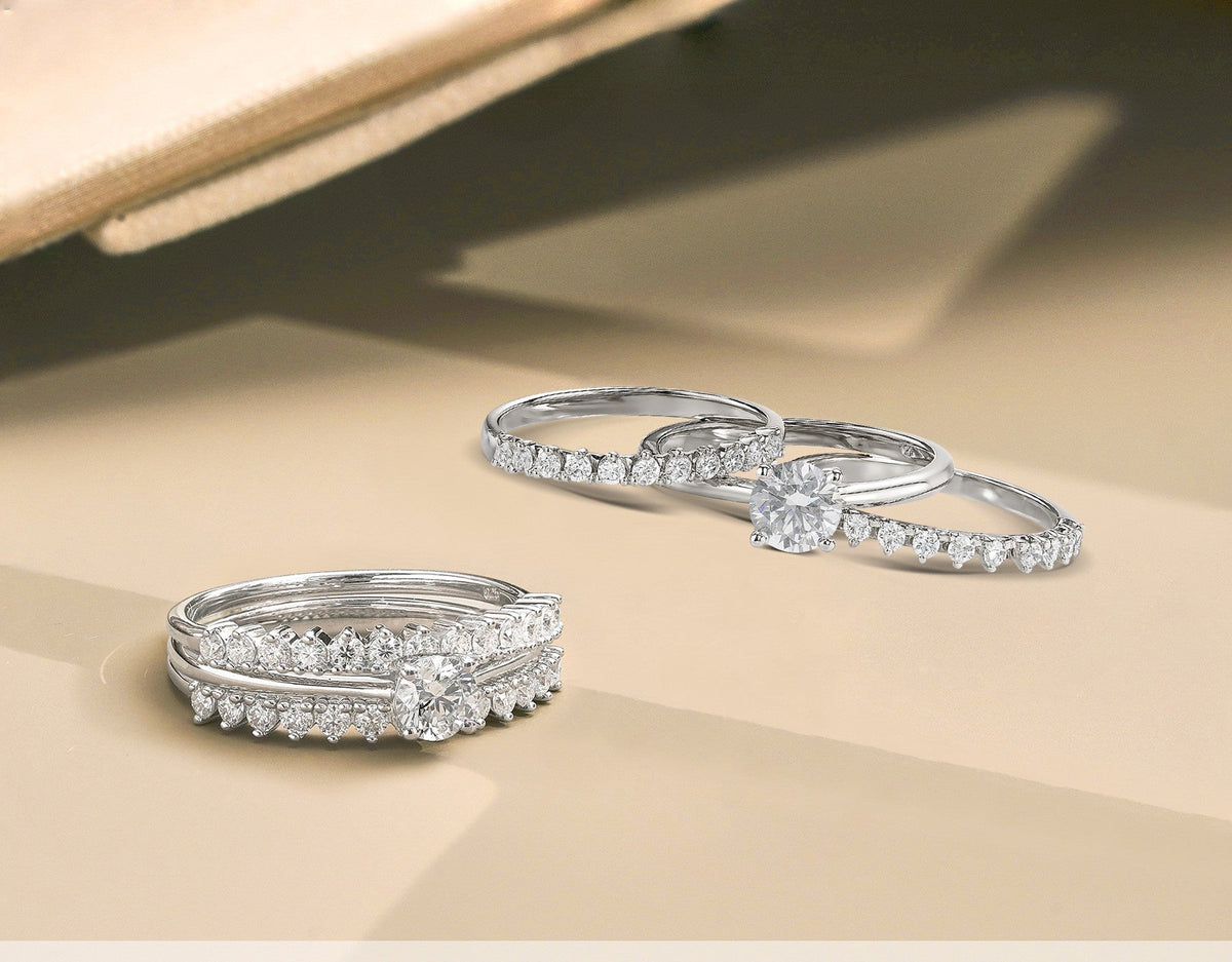 1 Ct Round Lab Diamond & Moissanite Trio Set