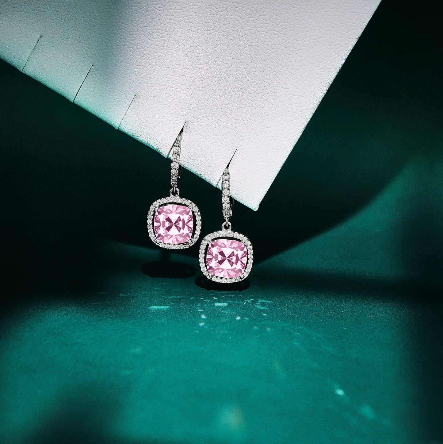 Romantic Pink Cushion Drop Hoop Earrings – Elegant Dangle Jewelry