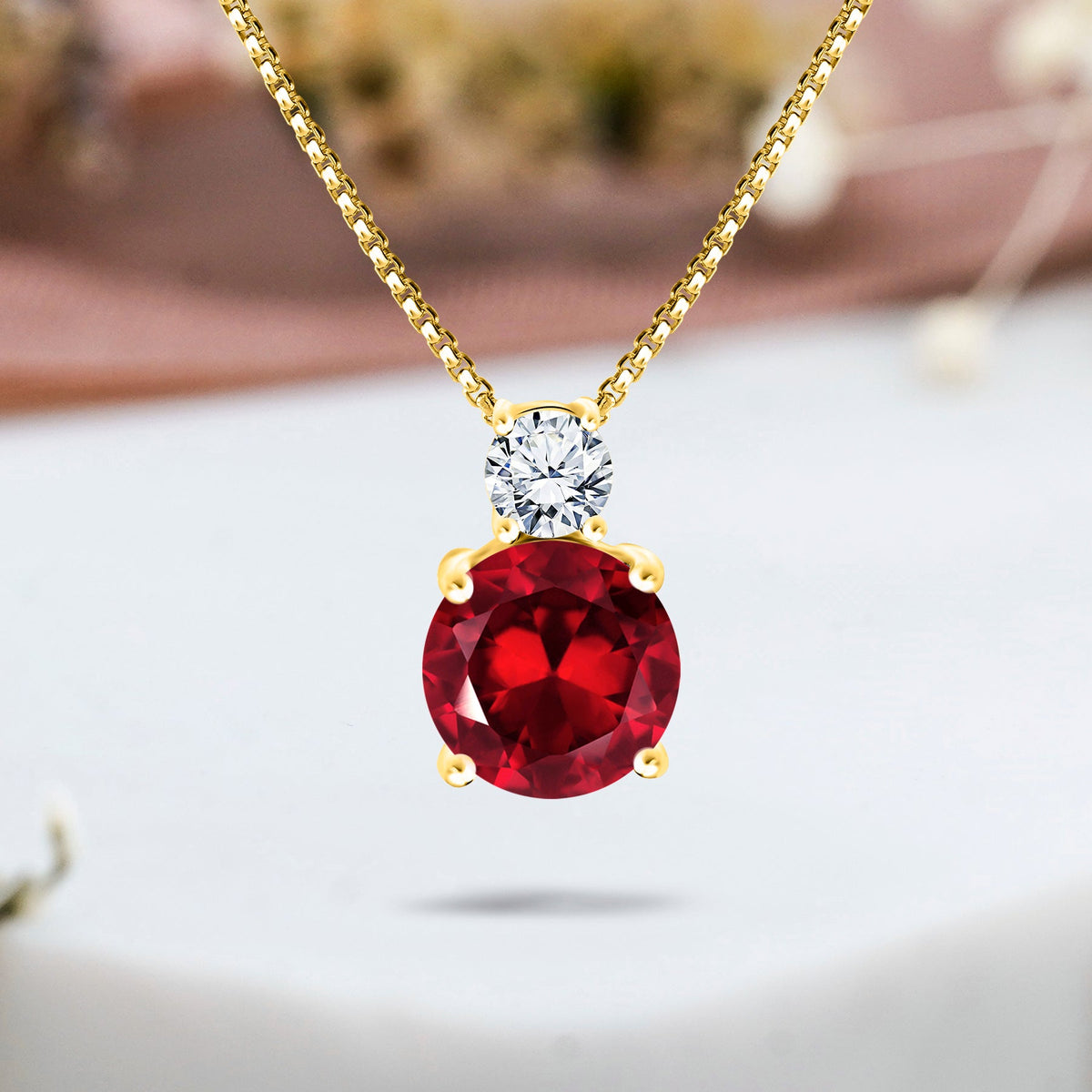 3.75 Carat Birthstone Dangling Round Cut Necklace