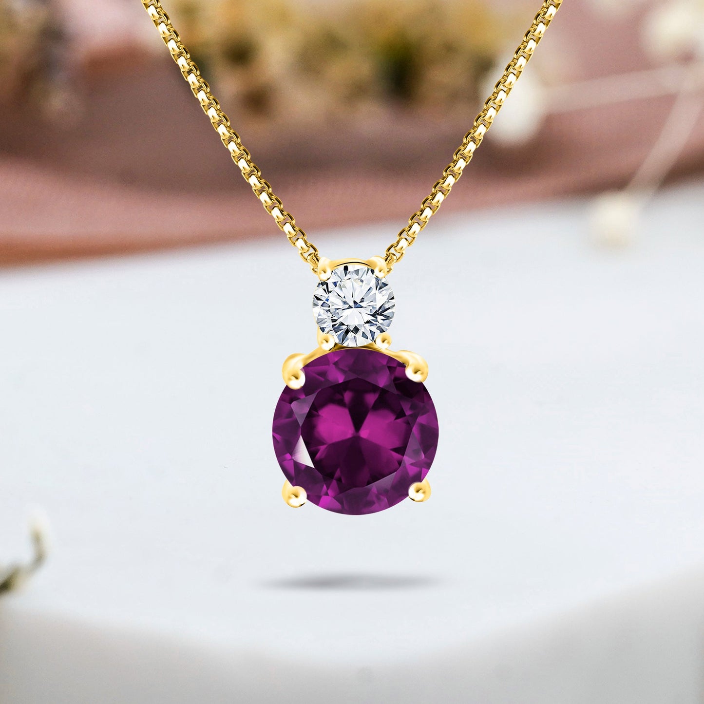 3.75 Carat Birthstone Dangling Round Cut Necklace
