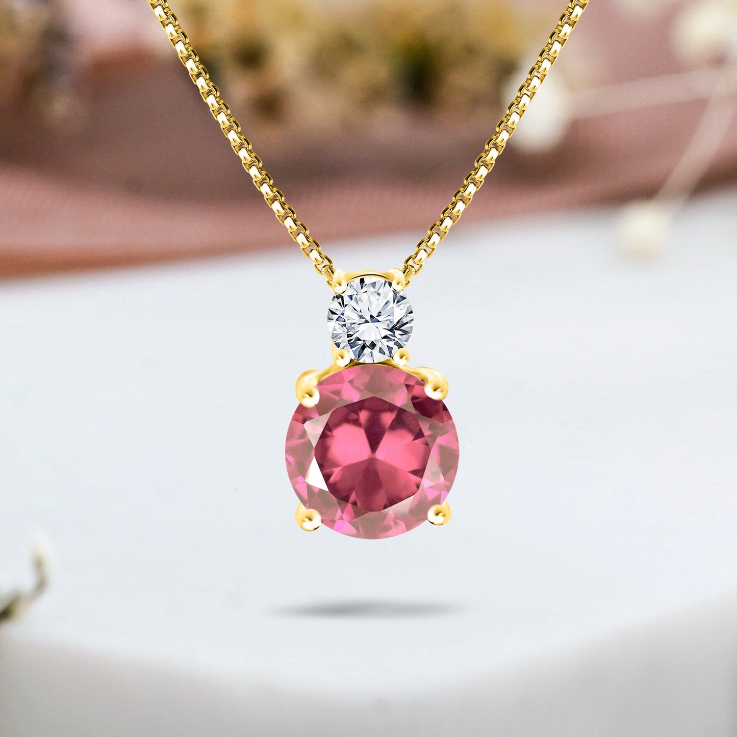 3.75 Carat Birthstone Dangling Round Cut Necklace