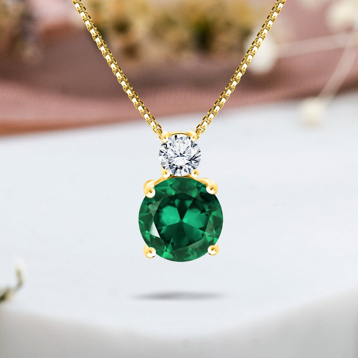 3.75 Carat Birthstone Dangling Round Cut Necklace