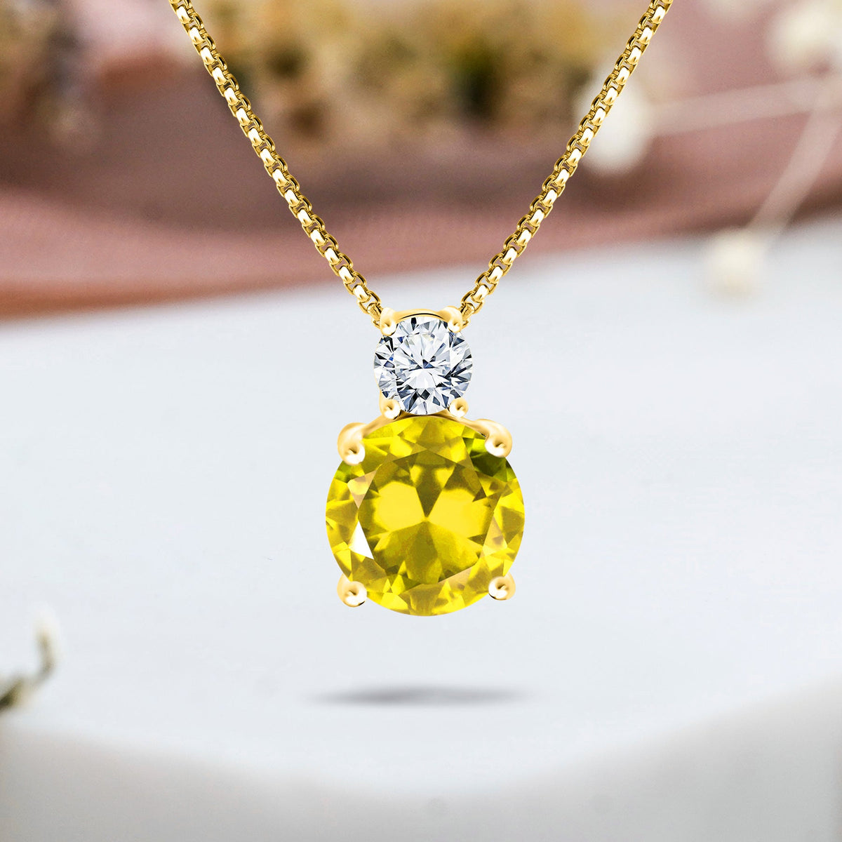3.75 Carat Birthstone Dangling Round Cut Necklace