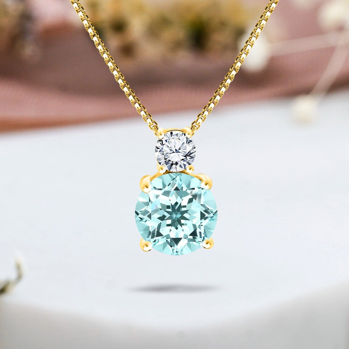 3.75 Carat Birthstone Dangling Round Cut Necklace