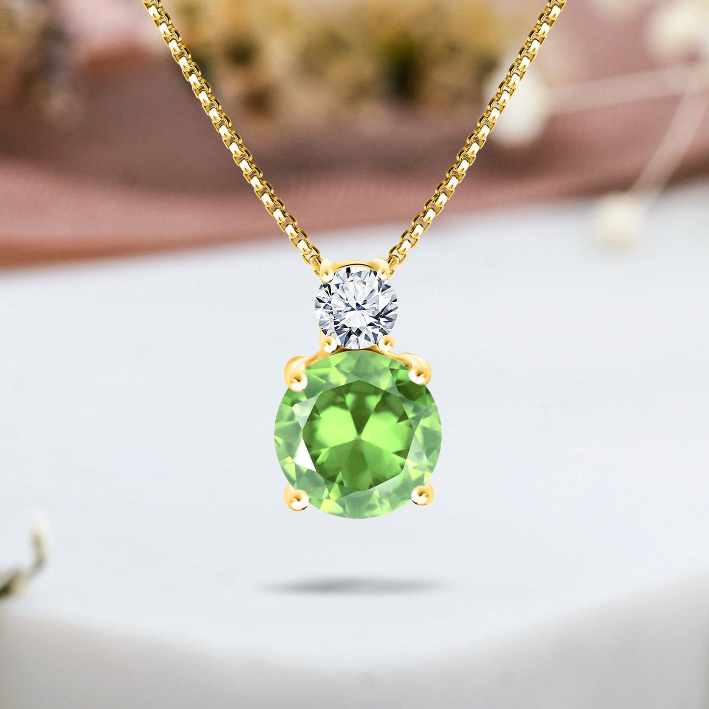 3.75 Carat Birthstone Dangling Round Cut Necklace