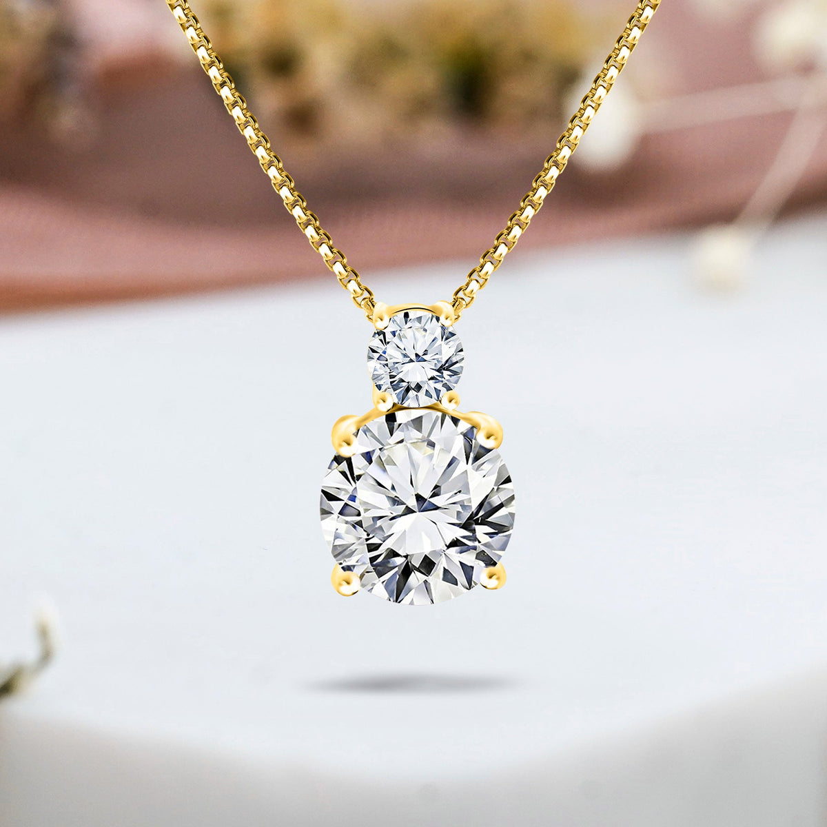 3.75 Carat Birthstone Dangling Round Cut Necklace
