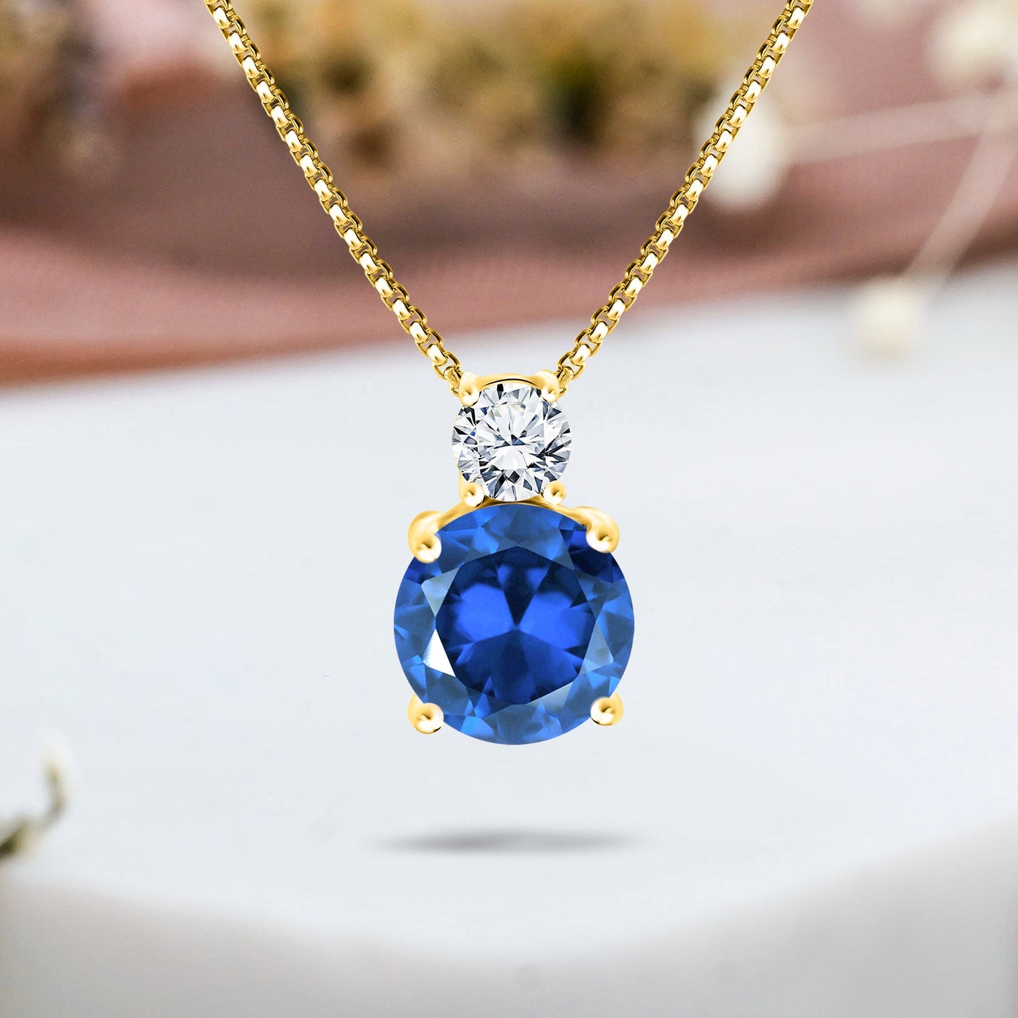 3.75 Carat Birthstone Dangling Round Cut Necklace