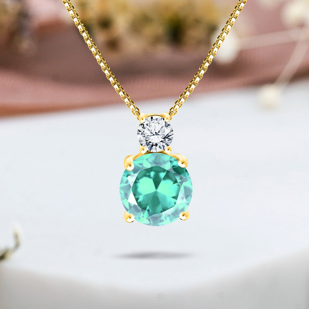 3.75 Carat Birthstone Dangling Round Cut Necklace