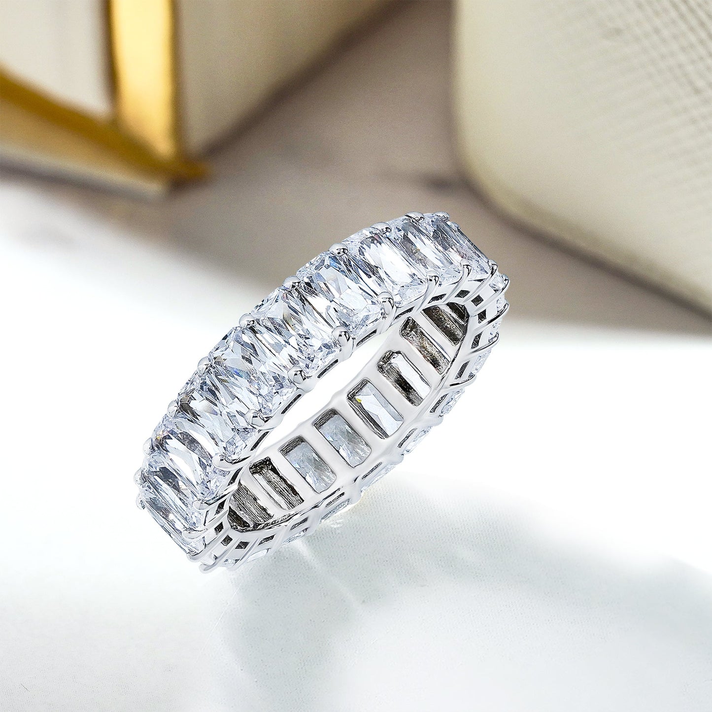 Moissanite Eternity Classic Prong Style Wedding Ring