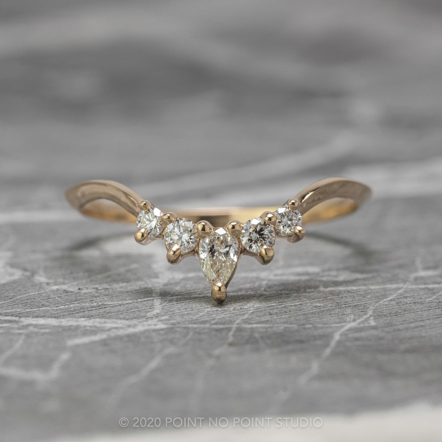 Cassie Wedding Ring, 5 Diamond, Knife Edge Band