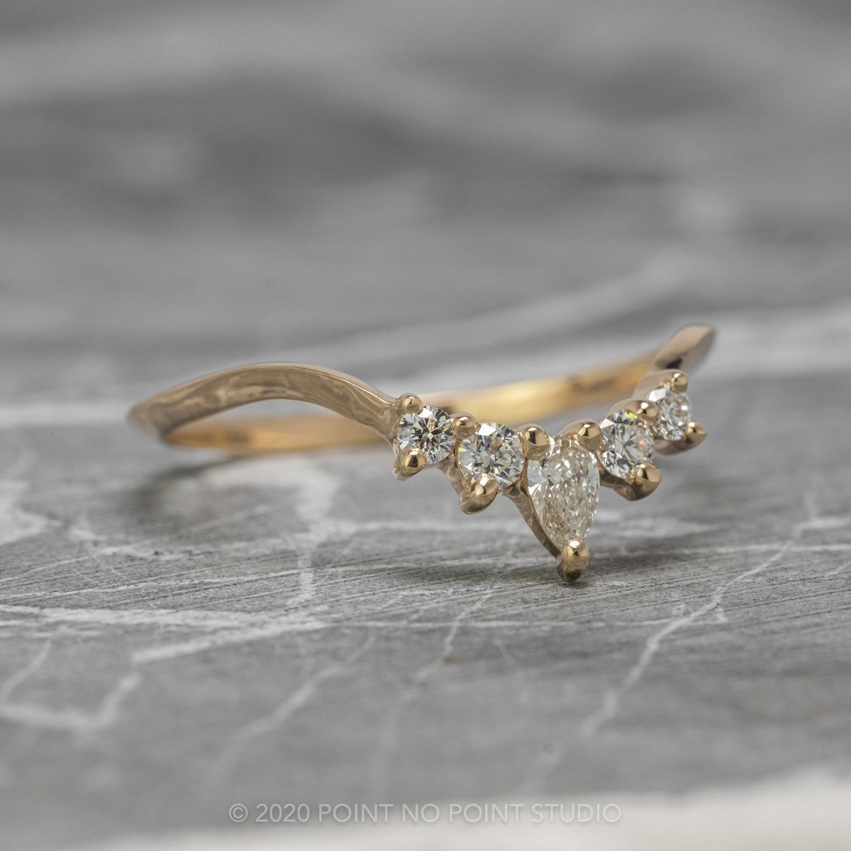 Cassie Wedding Ring, 5 Diamond, Knife Edge Band