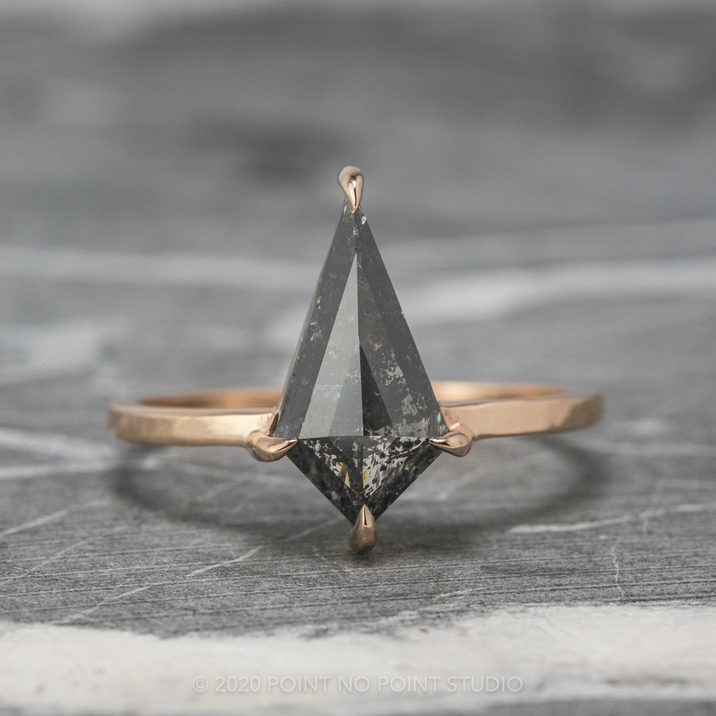 1.08 Carat Black Salt and Pepper Kite Diamond Engagement Ring, Jane Setting