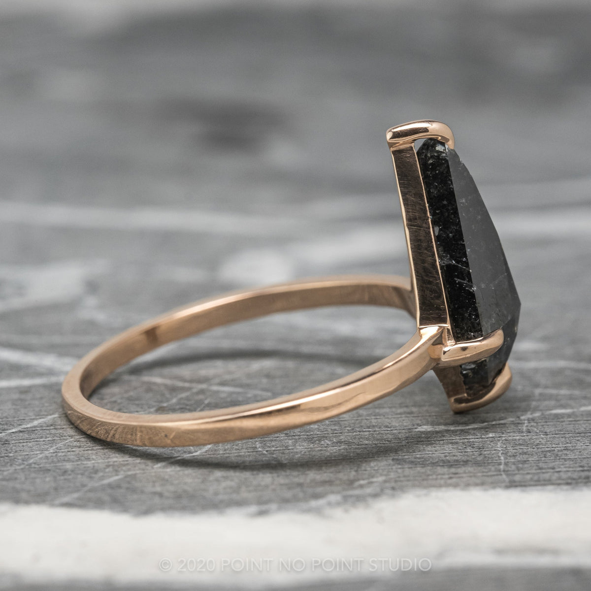 1.08 Carat Black Salt and Pepper Kite Diamond Engagement Ring, Jane Setting