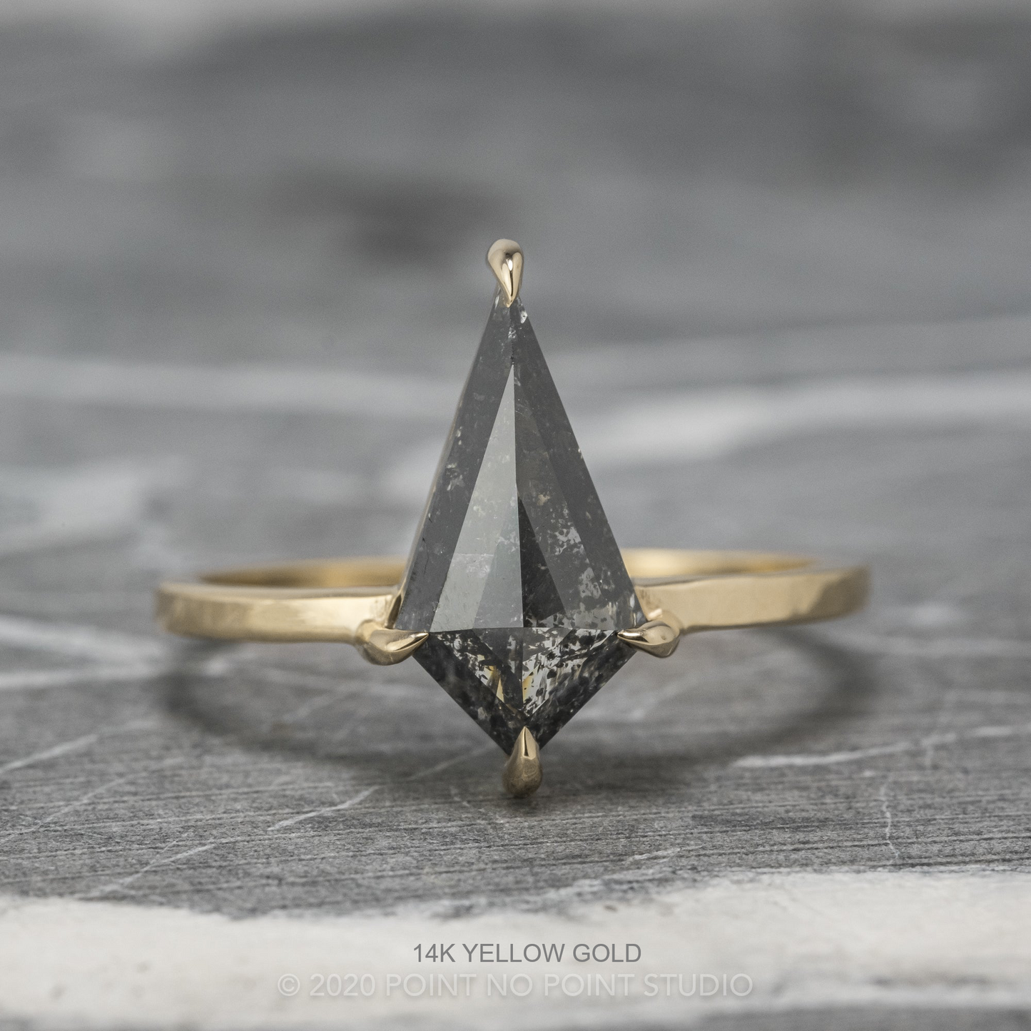 1.08 Carat Black Salt and Pepper Kite Diamond Engagement Ring, Jane Setting