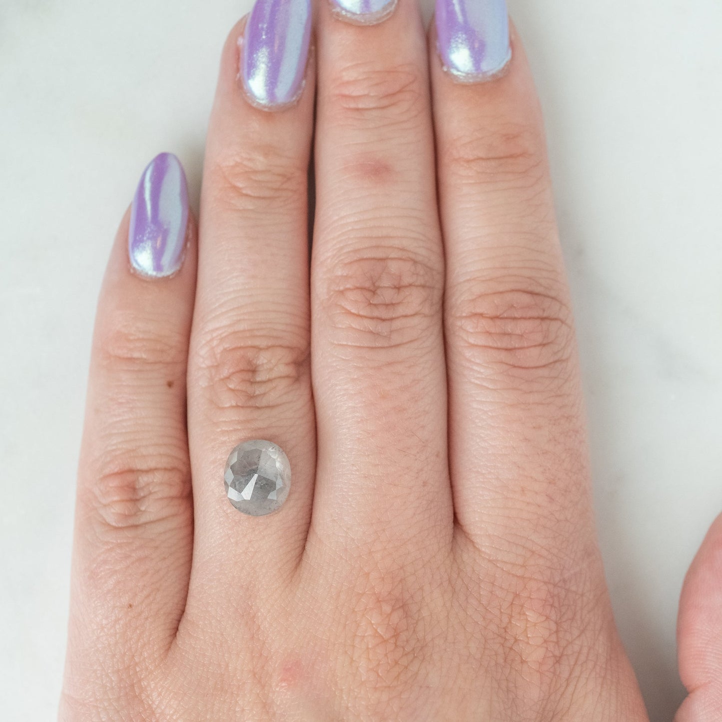 4.69 Carat Icy Salt and Pepper Rose Cut Cushion Diamond