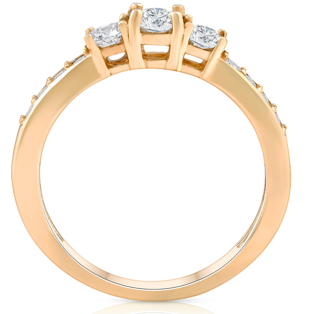 1/2ct Diamond Three Stone Ring 14K Yellow Gold