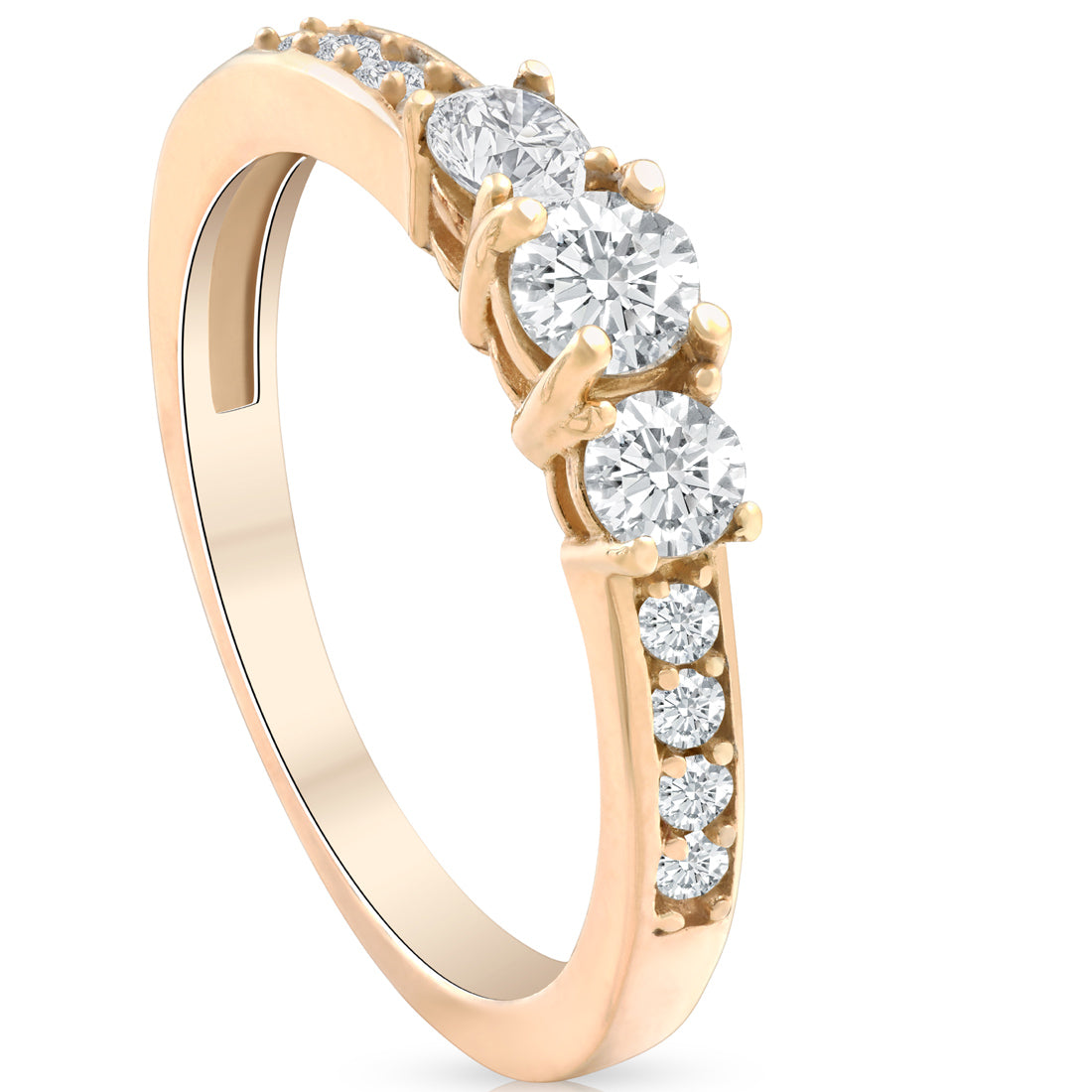 1/2ct Diamond Three Stone Ring 14K Yellow Gold