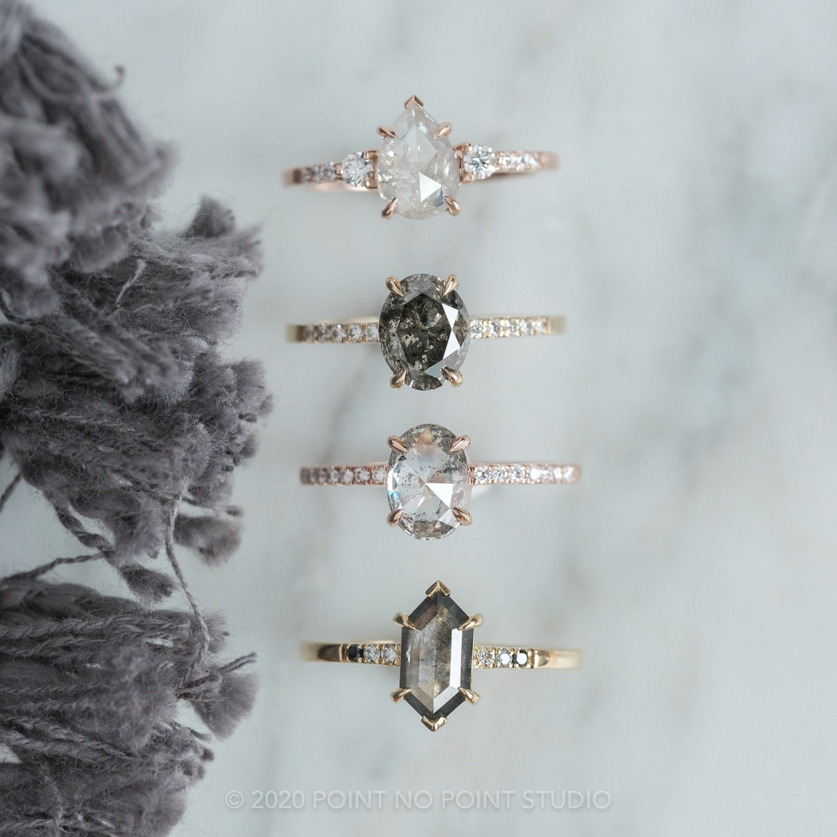 2.23 Carat Salt and Pepper Oval Diamond Engagement Ring, Basket Jules Setting