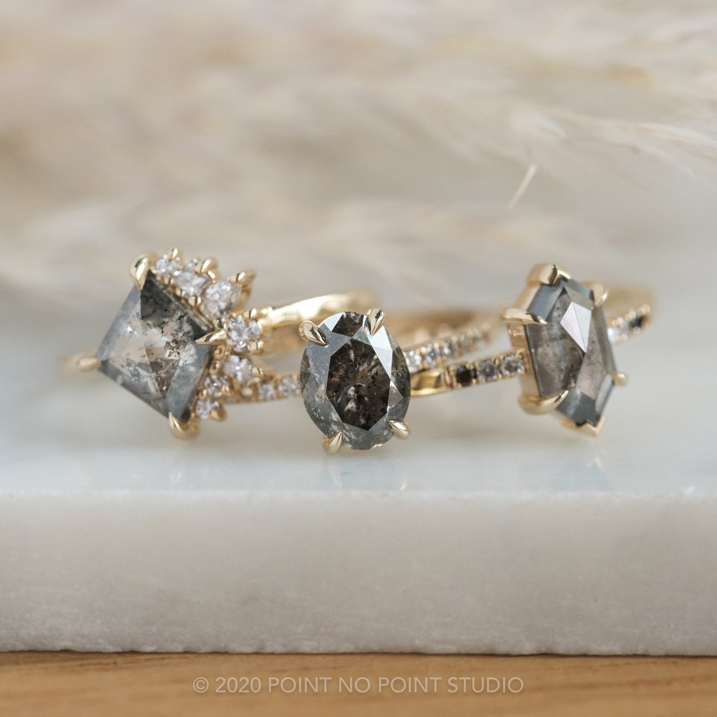 2.23 Carat Salt and Pepper Oval Diamond Engagement Ring, Basket Jules Setting