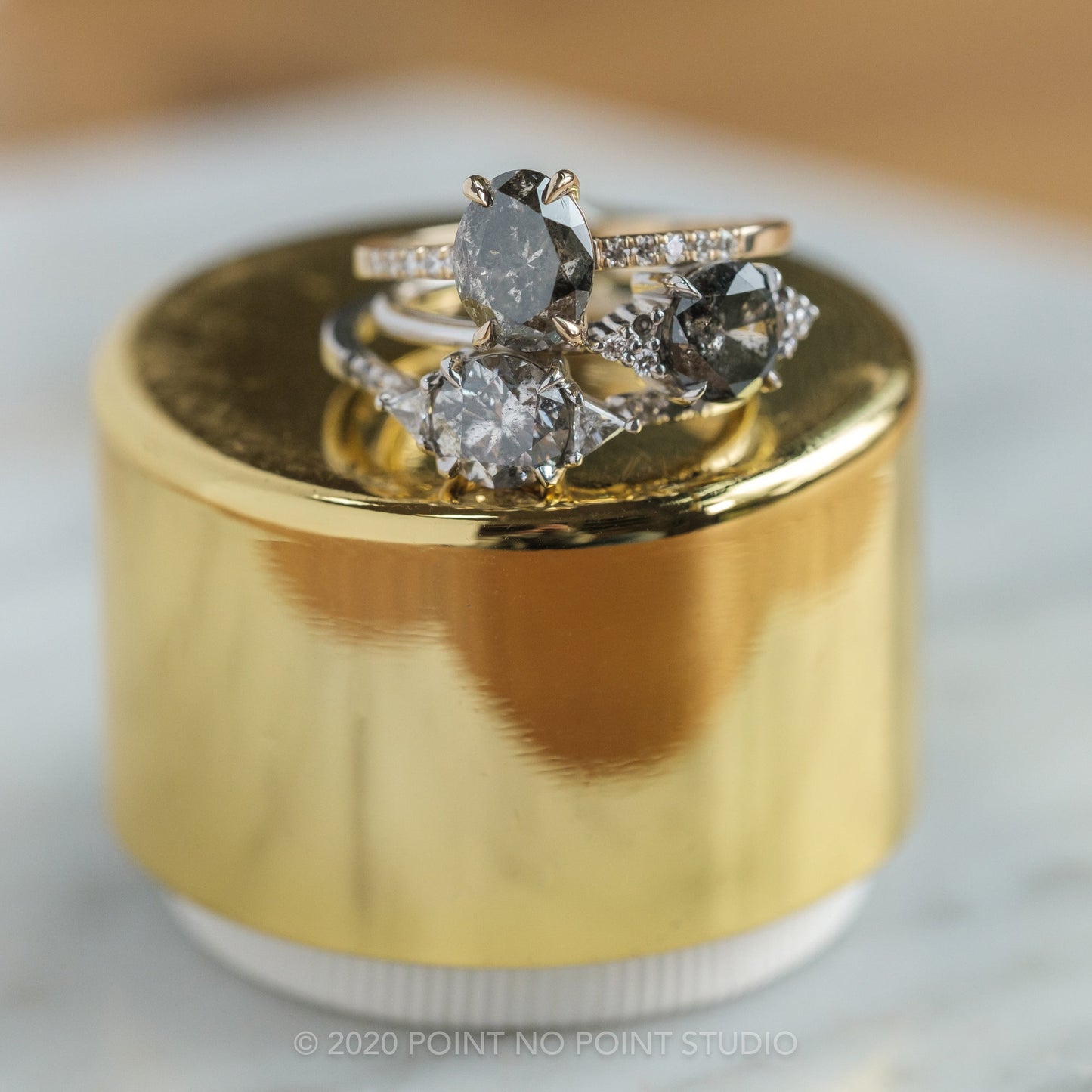2.23 Carat Salt and Pepper Oval Diamond Engagement Ring, Basket Jules Setting