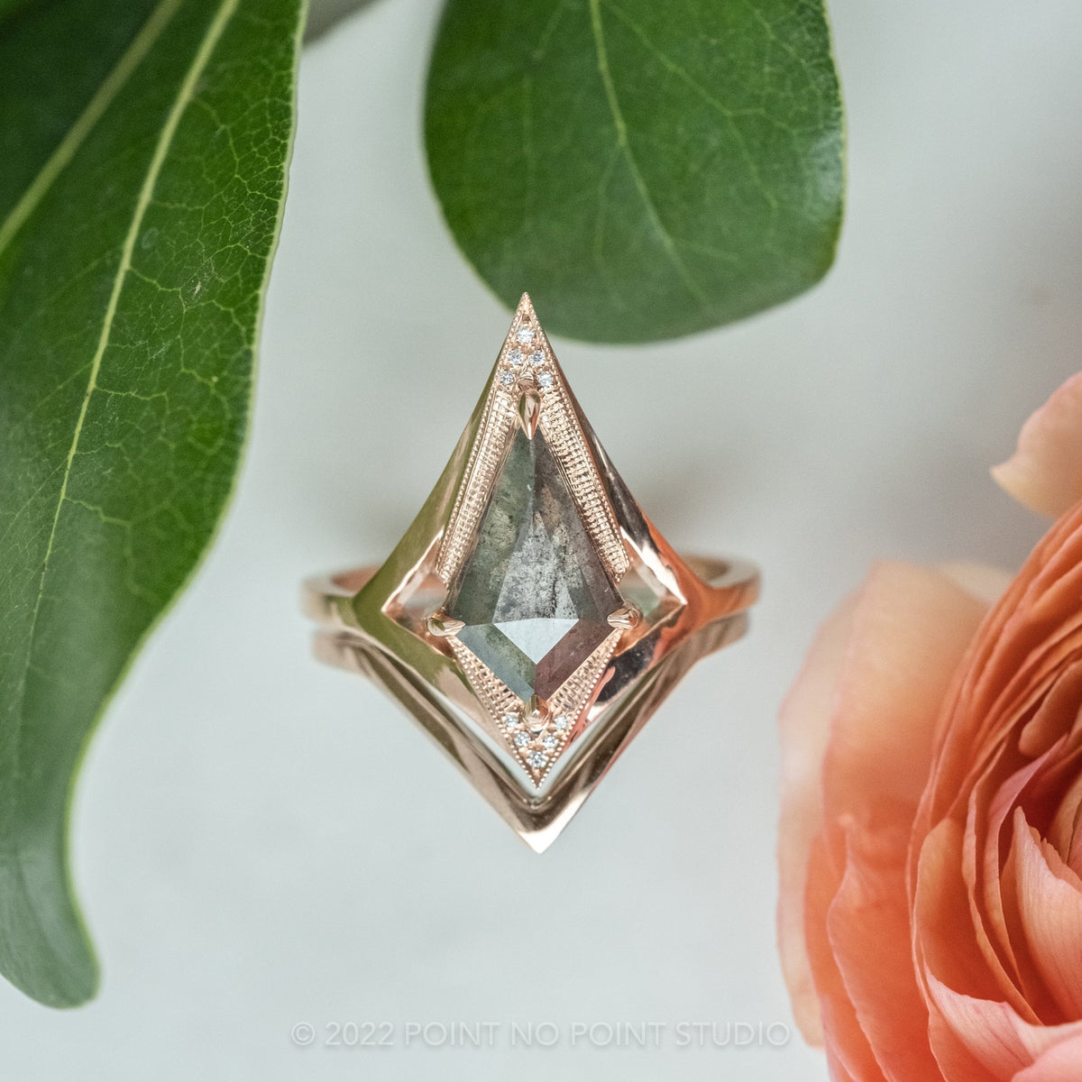 1.79 Carat Salt and Pepper Kite Diamond Engagement Ring, Arwen Setting
