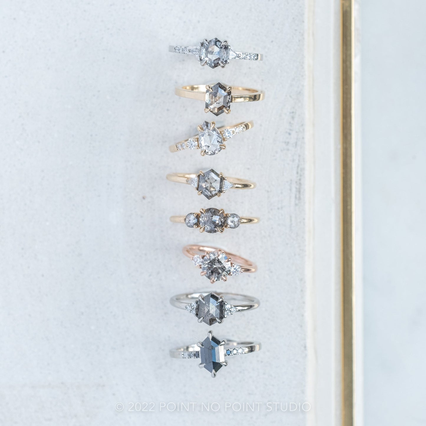 1.39 Carat Black Hexagon Diamond Engagement Ring, Ombre Jules Setting